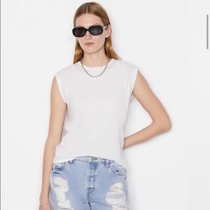 Le Mid Muscle Crew tee shirt. White. Size Large.